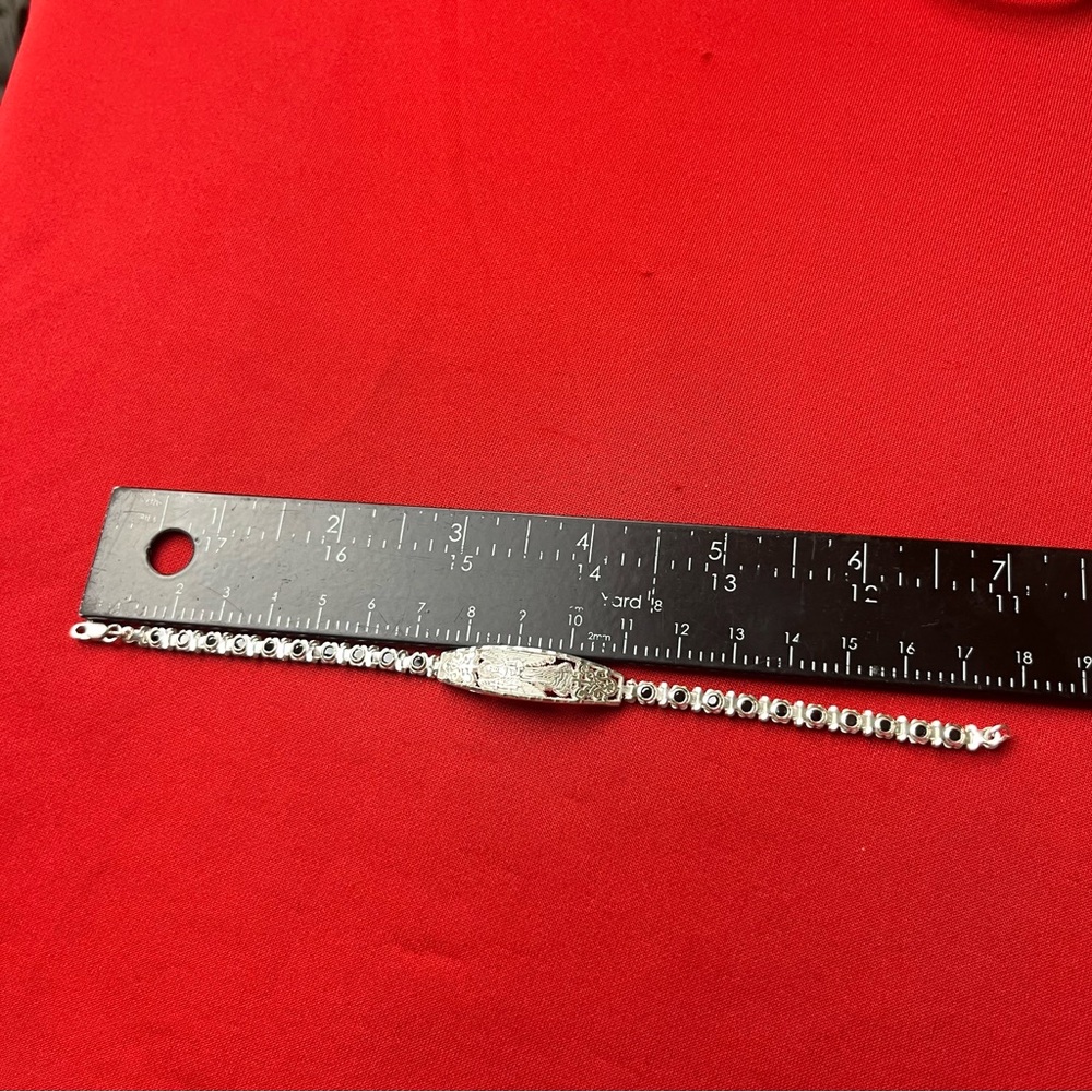 925 strling Silver Sparkling Rhinestone Catholic religions Bracelet‎ - Picture 7 of 15